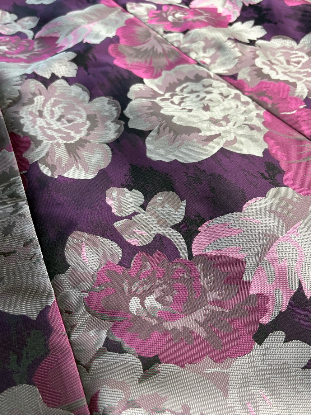 Adrianna Papell Metallic Floral Jacquard A-Line Cockail Dress Purple Pink 4 - Picture 6 of 11
